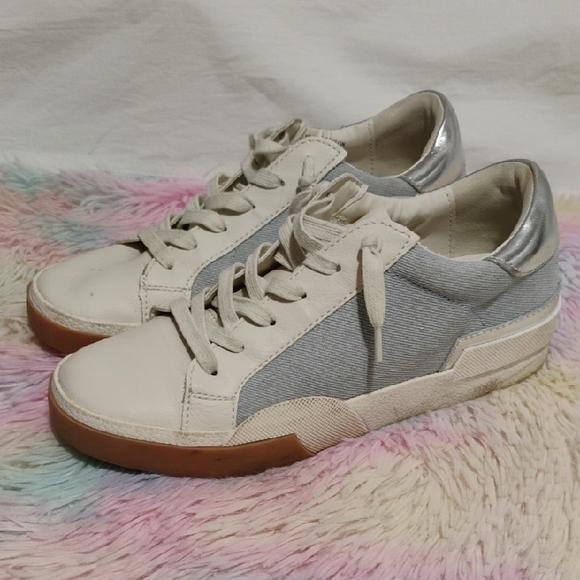 Dolce Vita Shoes - Dolce Vita White Silver & Denim Harryson Sneakers Sleek Low-Top Design #50